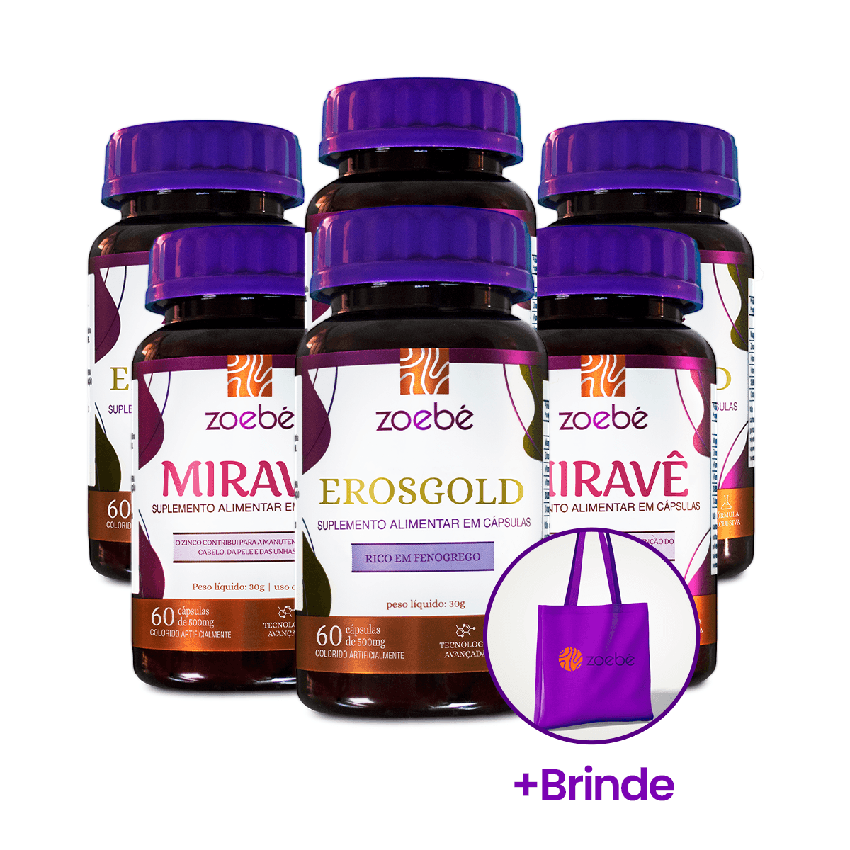 Kit Mirave (3un) + ErosGold (3un) + Ecobag (Brinde)