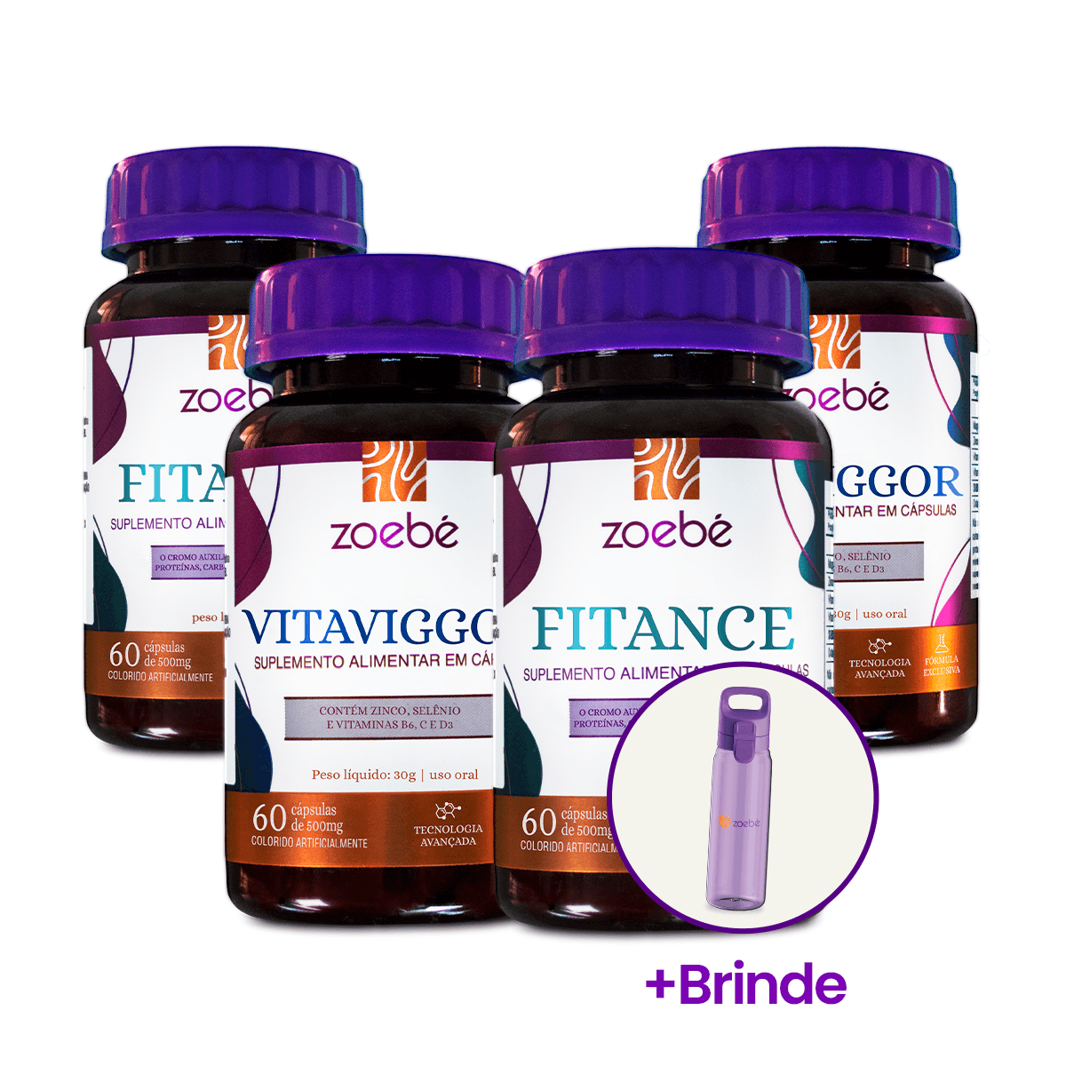 Kit Vitaviggor (2un) + Fitance (2un) + Garrafa (Brinde)
